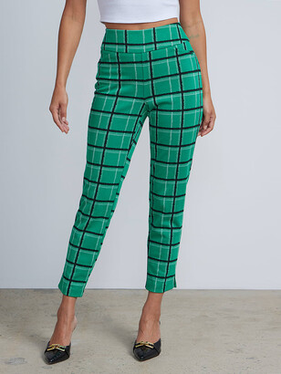 Brandy Melville High Rise BlackWhiteOlive Green Plaid Tilden Pants NWT S   eBay