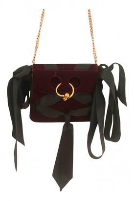 burgundy velvet handbag