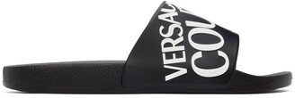 Versace Jeans Couture Black Rubber Logo Slides