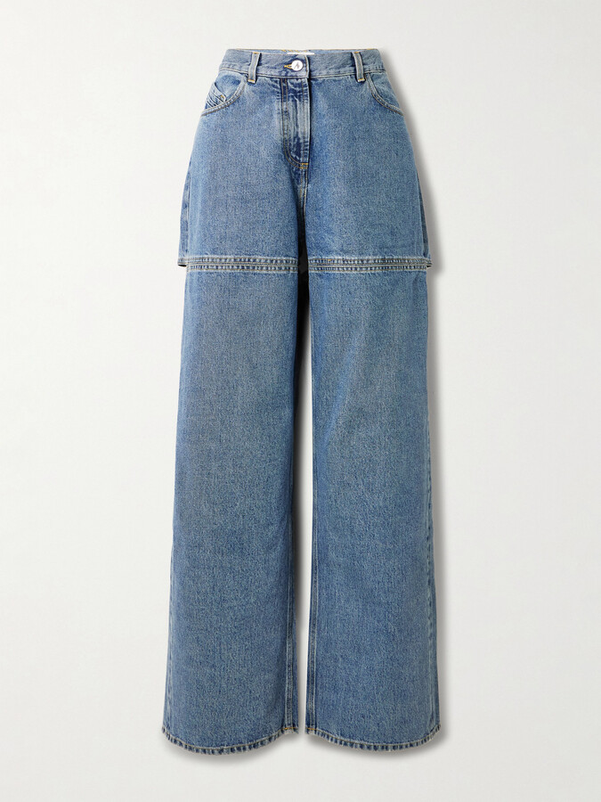 The Attico - Cutout Paneled Boyfriend Jeans - Blue