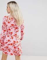 Thumbnail for your product : ASOS Petite Polo Neck Mini Dress With Godets In Floral Print