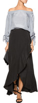 Thumbnail for your product : Theory Lorsinie wrap-effect ruffled washed-silk maxi skirt