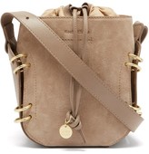 Thumbnail for your product : See by Chloe Alvy Ring-embellished Suede And Leather Bucket Bag - Grey