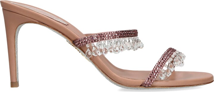 Rene Caovilla Satin Chandelier Heeled Mules 80