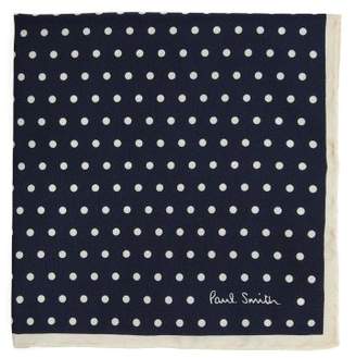 Paul Smith Polka Dot Print Silk Pocket Square - Mens - Navy