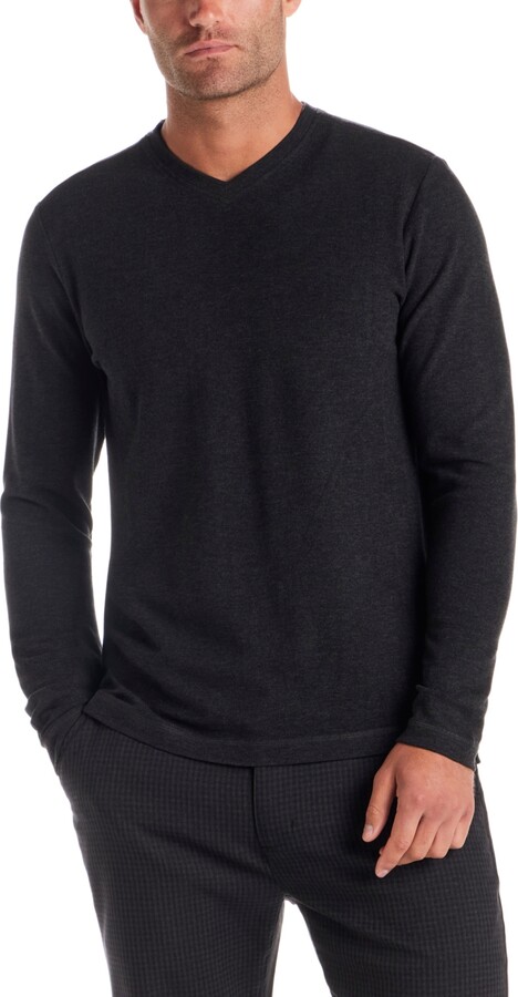 Vintage & Black Men's V-Neck Long Sleeve Shirt