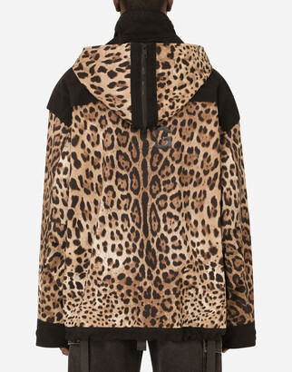 Dolce & Gabbana Mixed-fabric hooded jacket with patch embellishment