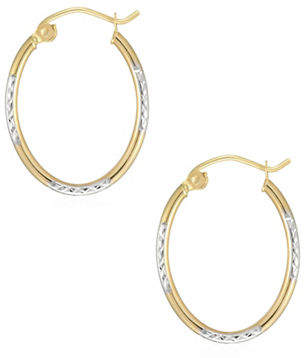 Fine Jewellery 14K Two-Tone Gold Diamond-Cut Hoop Earrings