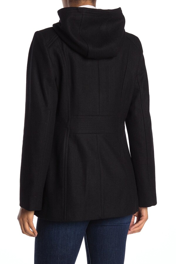 London Fog Hooded Zip Front Wool Blend Coat ShopStyle