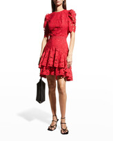 Thumbnail for your product : Shoshanna Leora Tiered-Hem Lace Dress
