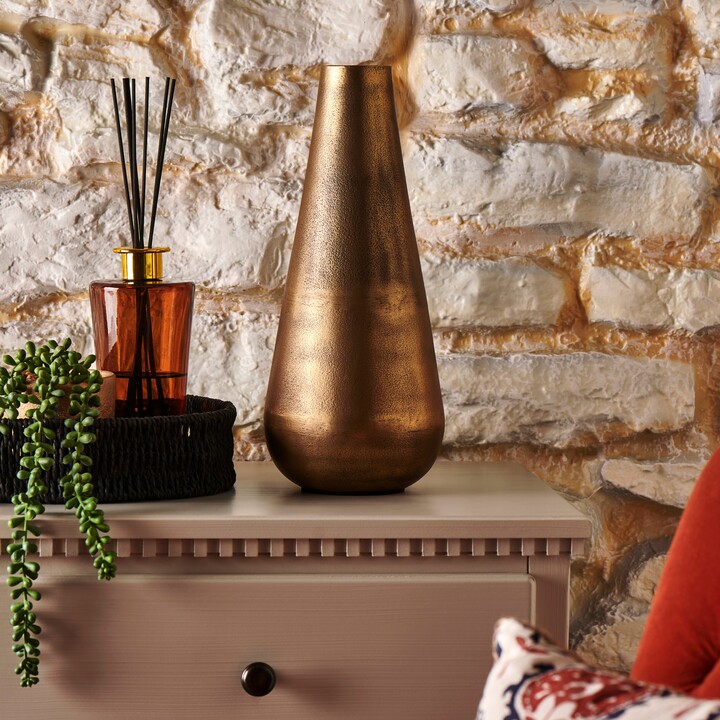 Dunelm Luxe Traveller Bronze Metal Vase 35cm Gold ShopStyle