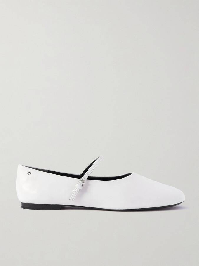 Tory Burch Mary Jane Leather Ballet Flats - White