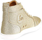 Thumbnail for your product : Christian Louboutin Bip Bip Glittered Fabric High-Top Sneaker, White