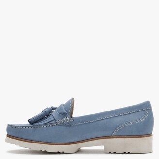 Daniel Glitto Blue Nubuck Leather Tassel Loafers