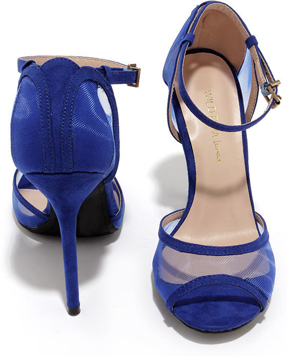 rsvp Mesh Indeed Cobalt Blue Mesh Peep Toe Heels - ShopStyle Shoes