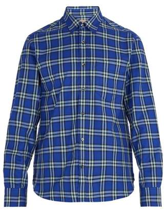 Burberry Checked Cotton Shirt - Mens - Blue Multi
