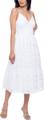 Xscape Evenings Women's Lace Tiered Fit & Flare Midi Dress