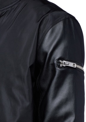 Topman Faux leather sleeve bomber jacket