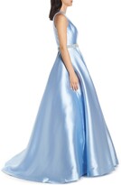 Thumbnail for your product : Mac Duggal Jeweled Waist Satin Twill Evening Dress
