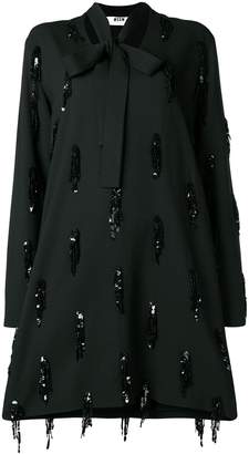 MSGM sequin embroidery long-sleeve dress