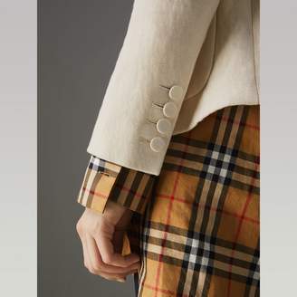 Burberry Cotton Linen Fitted Jacket