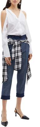 Hellessy 'Sentry' check plaid waist panel cropped jeans