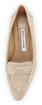 Thumbnail for your product : Manolo Blahnik Acono Linen 30mm Loafer Pump, Taupe