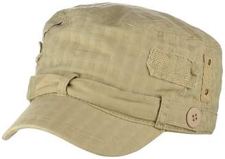 D&Y Unisex Distressed Patched Button Waffle Cadet Military Cap