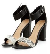 Thumbnail for your product : New Look Grey Snakeskin Contrast Ankle Strap Heels
