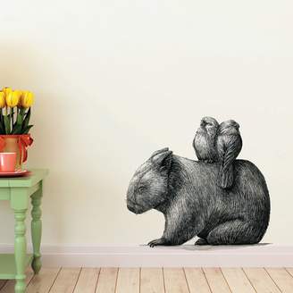 Little Sticker Boy Wombat with 2 Galahs Wall Decal