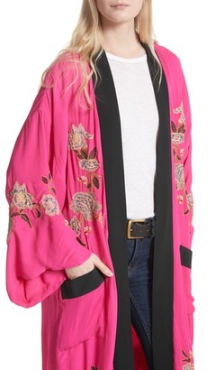 Free People Women's Embroidered Kimono Coat