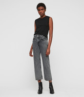 Thumbnail for your product : AllSaints Ava Straight Stud Hem High-Rise Jeans, Acid Black
