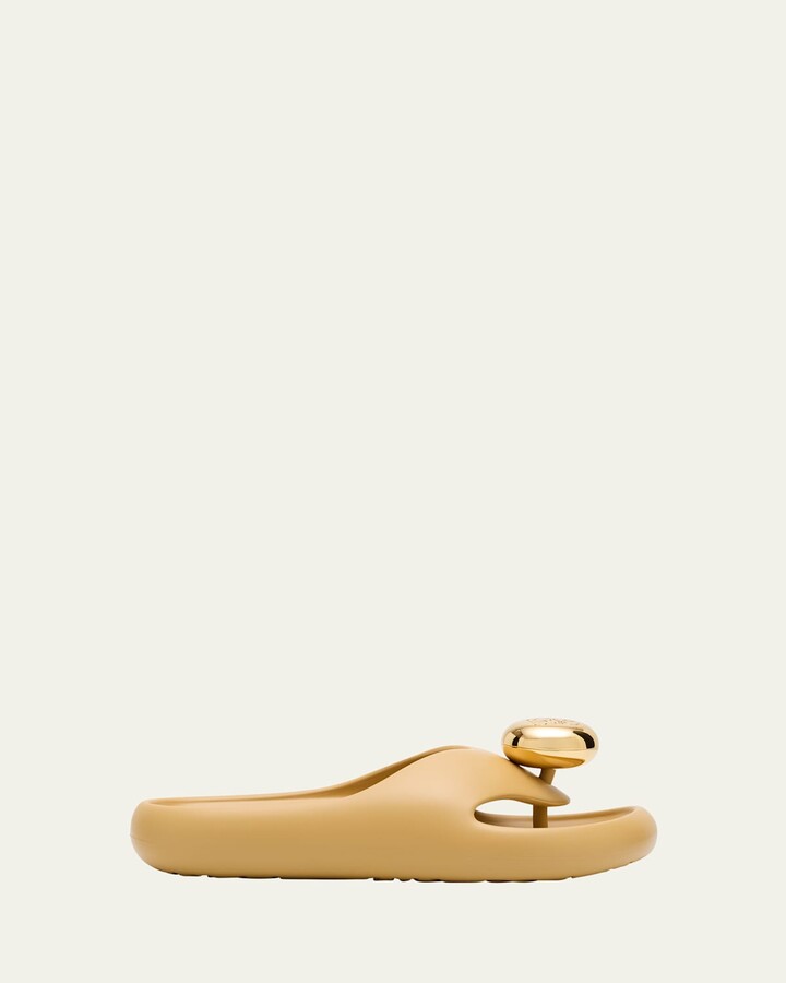 Pebble Patent Toe-Post Slide Sandals