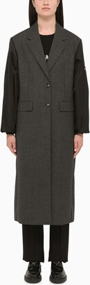 Prada Grey coat with nylon sleeves
