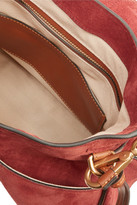 Thumbnail for your product : Chloé Lexa Studded Leather-trimmed Suede Shoulder Bag - Brick
