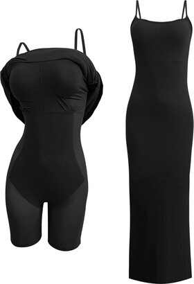 Amazon.com: Popilush Shaper Dress Bodycon Mini Built in Shapewear Bra 9 in  1 Sleeveless Split Slip Dress for Women : Clothing, Shoes & Jewelry