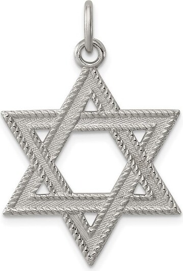 Black Bow Jewelry Co. BlackBowJewelrySterlingSilverSatinTexturedStarofDavidPendant22x25mm(1Inch)