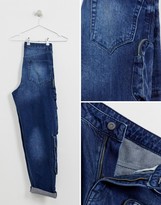 Thumbnail for your product : ASOS Design DESIGN baggy fit cargo jeans with multi pocket in dark wash blue