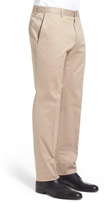 BOSS Men's 'Giro' Flat Front Solid Stretch Cotton Trousers