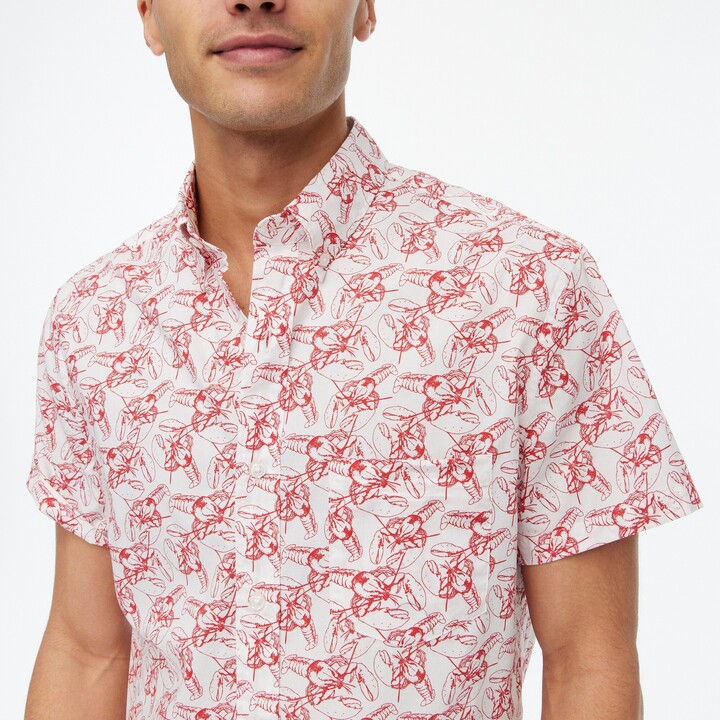 J.Crew Short-sleeve crab-and-lobster print slim casual shirt 
