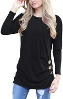 Thumbnail for your product : Q&Y Women's Casual Long Sleeve Loose Tunic Buttons Decor Tops Blouse T-Shirt Sweater M