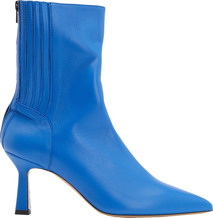 8 By YOOX Glove Leather Heeled Pointed Ankle Boots Ankle Boots Bright Blue  - ShopStyle