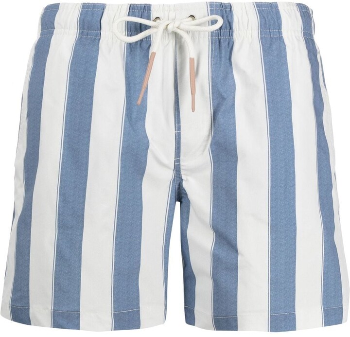 Eleventy Striped Drawstring Swim Shorts - ShopStyle