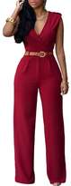 Thumbnail for your product : Mintsnow Womens Overlay Belted Sleeveless Wide Leg Jumpsuit