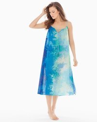 Soma Intimates Floral Stream Cotton Nightgown Blue Multi