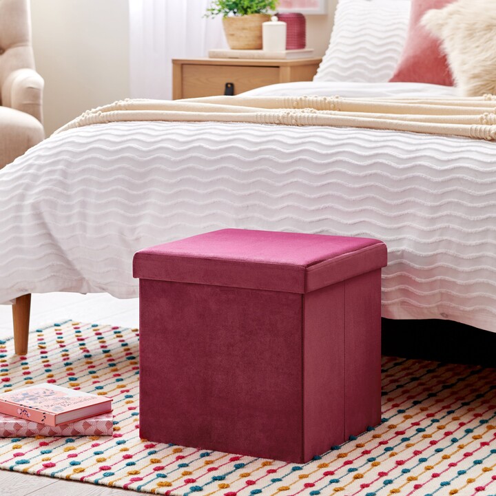 Dunelm Matilda Velvet Foldable Cube Fuchsia ShopStyle Kids Storage