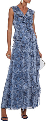 Diane von Furstenberg Lacey Ruffled Printed Silk-georgette Maxi Wrap Dress
