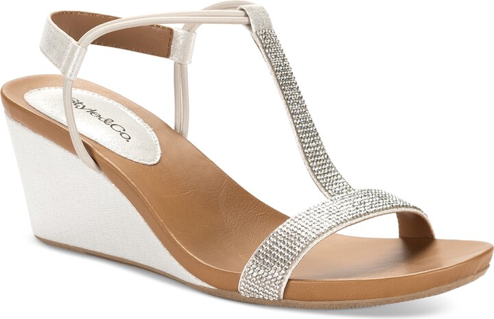 Style&Co. Style & Co Women's Mulan Embellished Wedge Sandals, Created Macy's