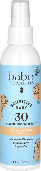 Babo Botanicals BaboBotanicalsSensitiveBabyMineralSunscreenSpraySPF30-NaturalZincOxide-Non-Aerosol–Face&Body-Fragrance-Free-WaterResistant-For
