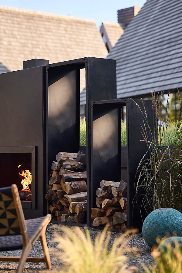 Weathering Steel Rectangle Log Holder